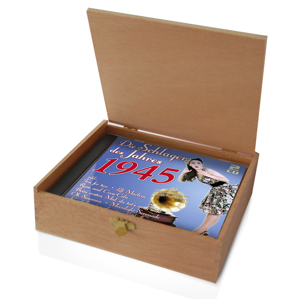 CD 1945 Schlager in Holzkiste mit Wunsch-Gravur