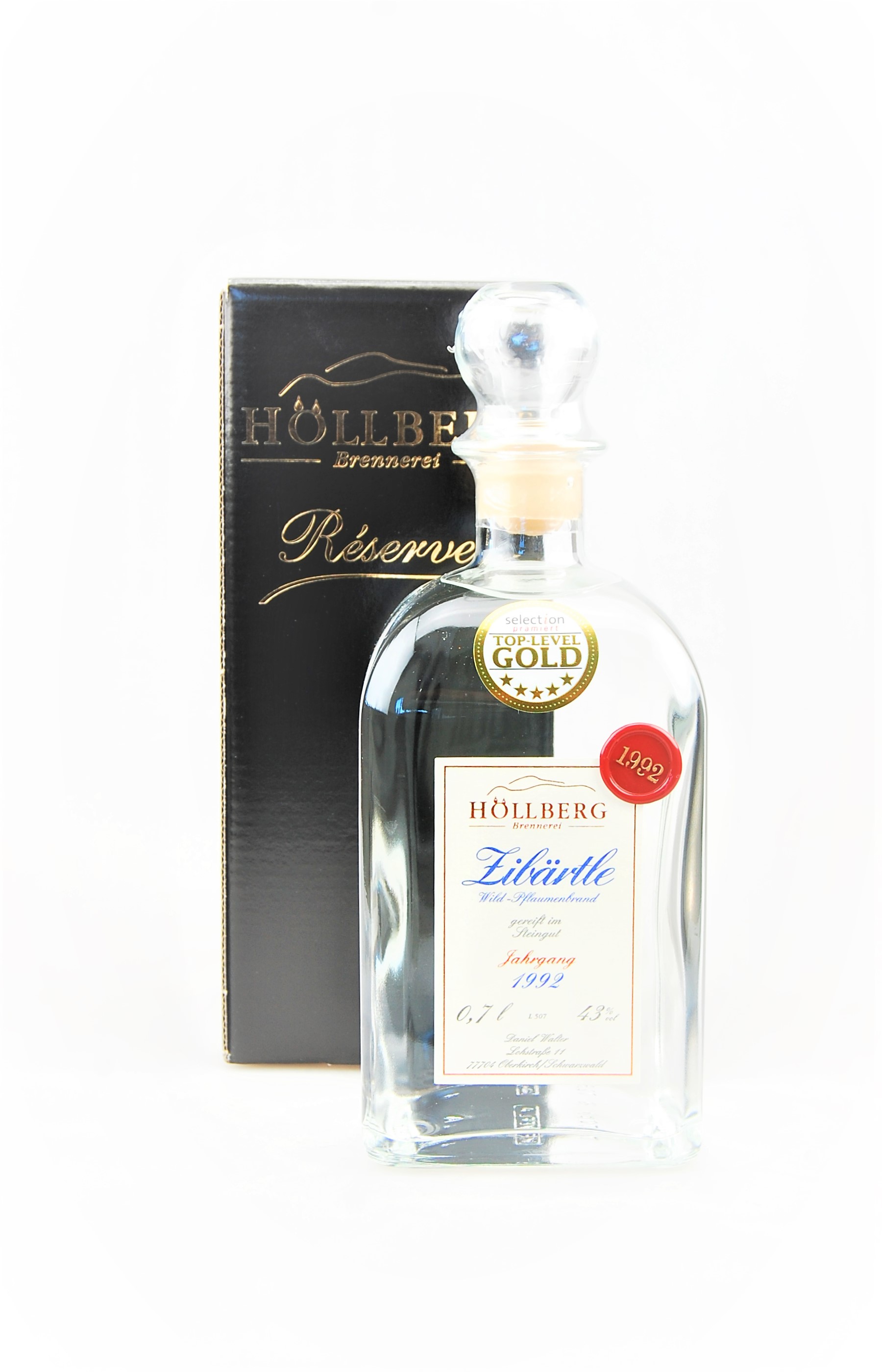 Obstbrand 1992 Zibärtle Wild-Pflaumenbrand Reserve