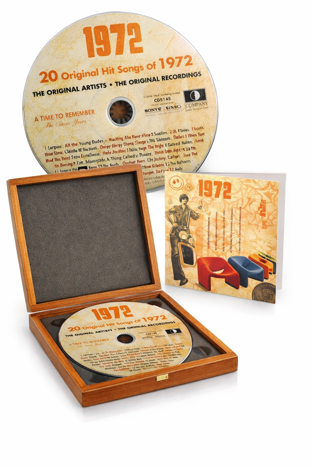 CD 1972 Musik-Hits in Luxusbox, auch mit Gravur!