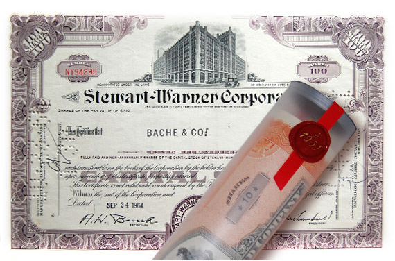 Aktie 1964 STEWARD-WARNER in edler Geschenkrolle