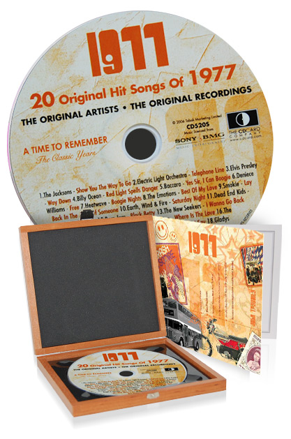 CD 1977 Musik-Hits in Luxusbox, auch mit Gravur!