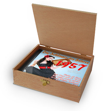 CD 1957 Schlager in Holzkiste mit Wunsch-Gravur