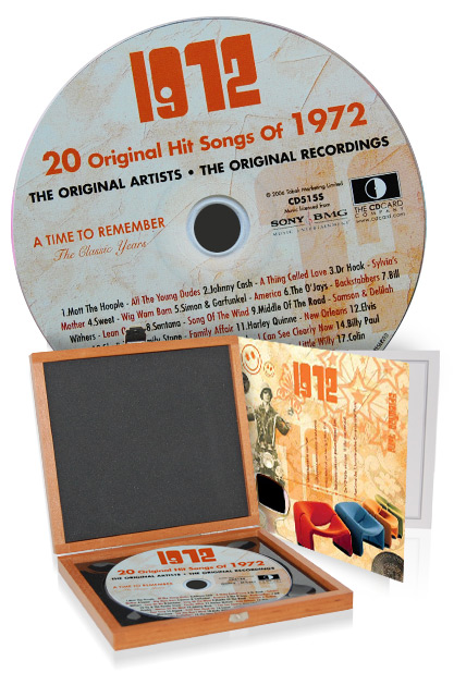 CD 1972 Musik-Hits in Luxusbox, auch mit Gravur!