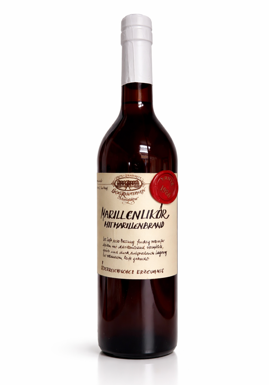 Obstbrand 1986 Marillenlikör mit Marillenbrand