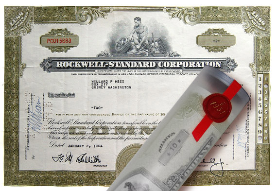 Aktie 1964 ROCKWELL STANDARD in Geschenkrolle