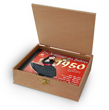 CD 1950 Schlager in Holzkiste mit Wunsch-Gravur