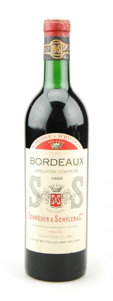 Wein 1958 Bordeaux Schröder et Schyler