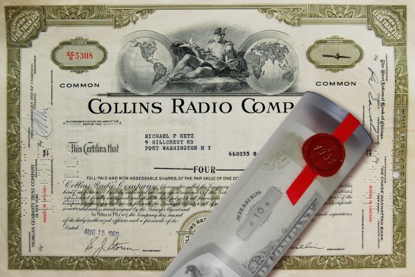 Aktie 1960 COLLINS RADIO COMPANY in Geschenkrolle