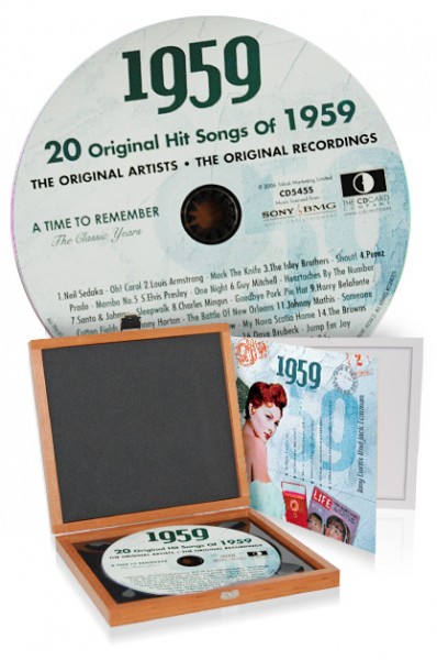 CD 1959 Musik-Hits in Luxusbox, auch mit Gravur!