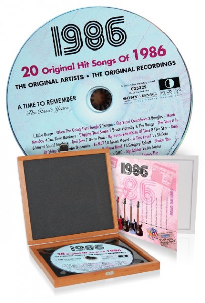 CD 1986 Musik-Hits in Luxusbox, auch mit Gravur!