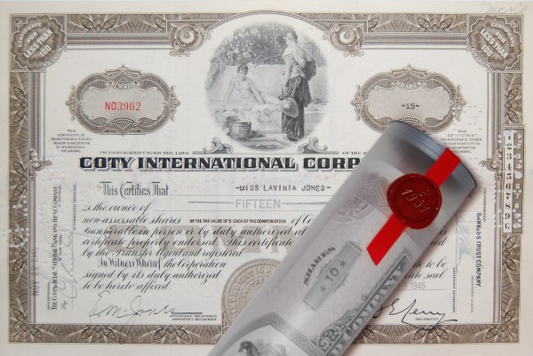 Aktie 1945 COTY Parfüm in erlesener Geschenkrolle